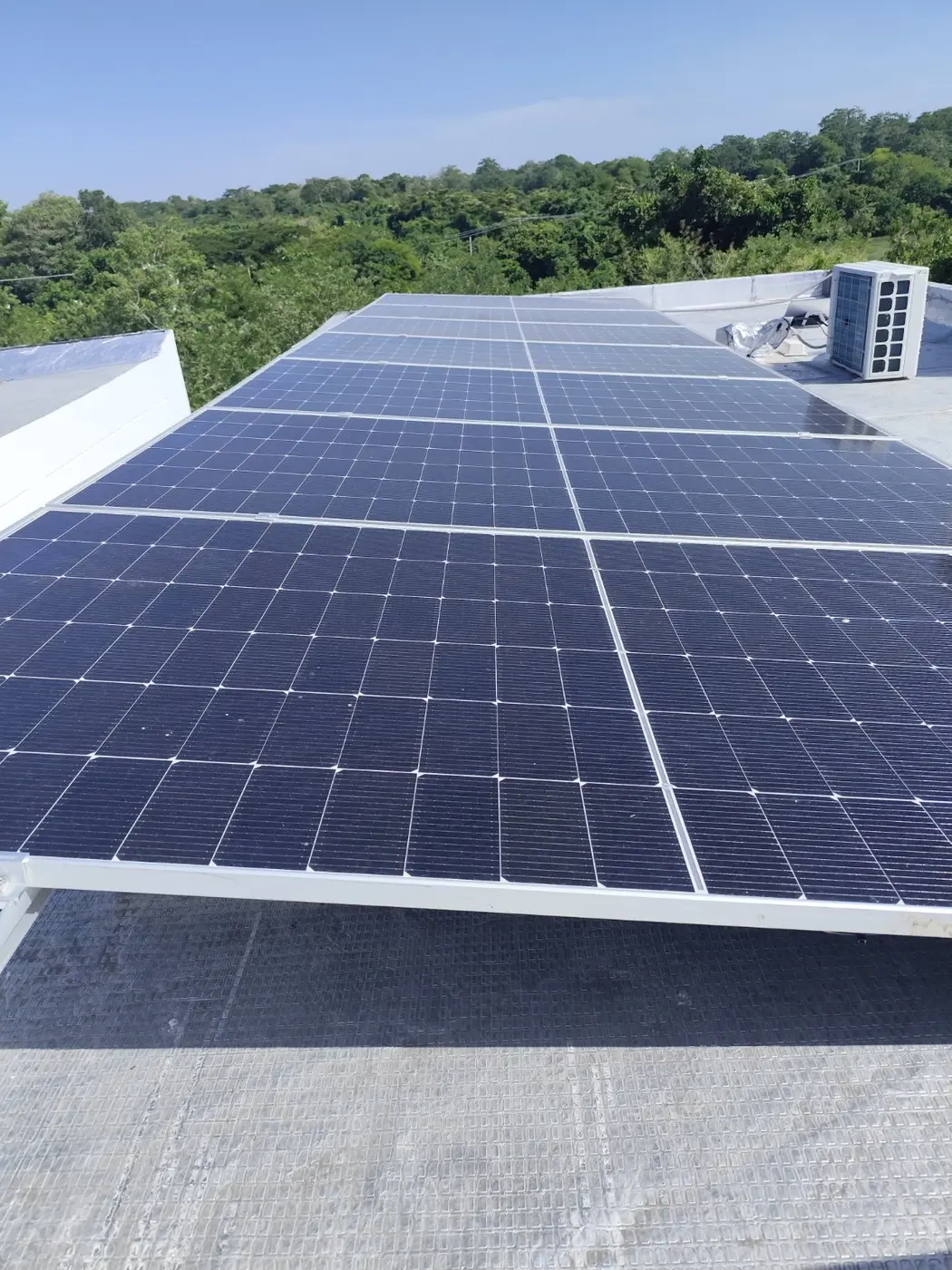 Primer plano de los paneles solares instalados